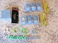 Lot of Assorted Plastic Blue Baby Shower Boy Items - Carriage, Bracelets, Blocks