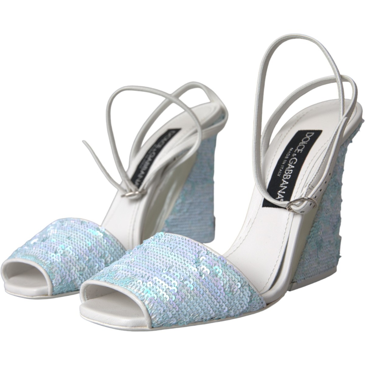 DOLCE & GABBANA Shoes Light Blue Sequin Ankle Strap Sandals