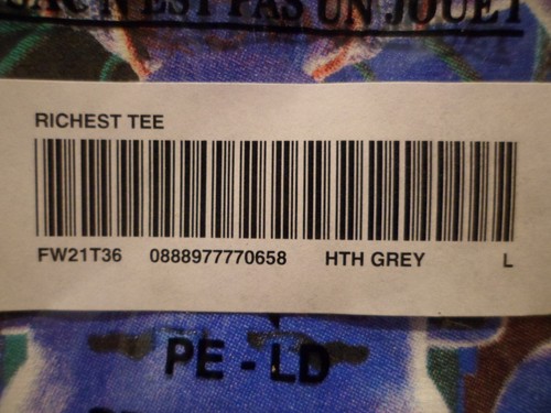 Supreme Richest Tee FW21T36 Hth Grey L Large