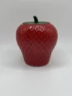 Vintage 1940s Hazel Atlas Painted Milk Glass Strawberry Jam Jelly Container