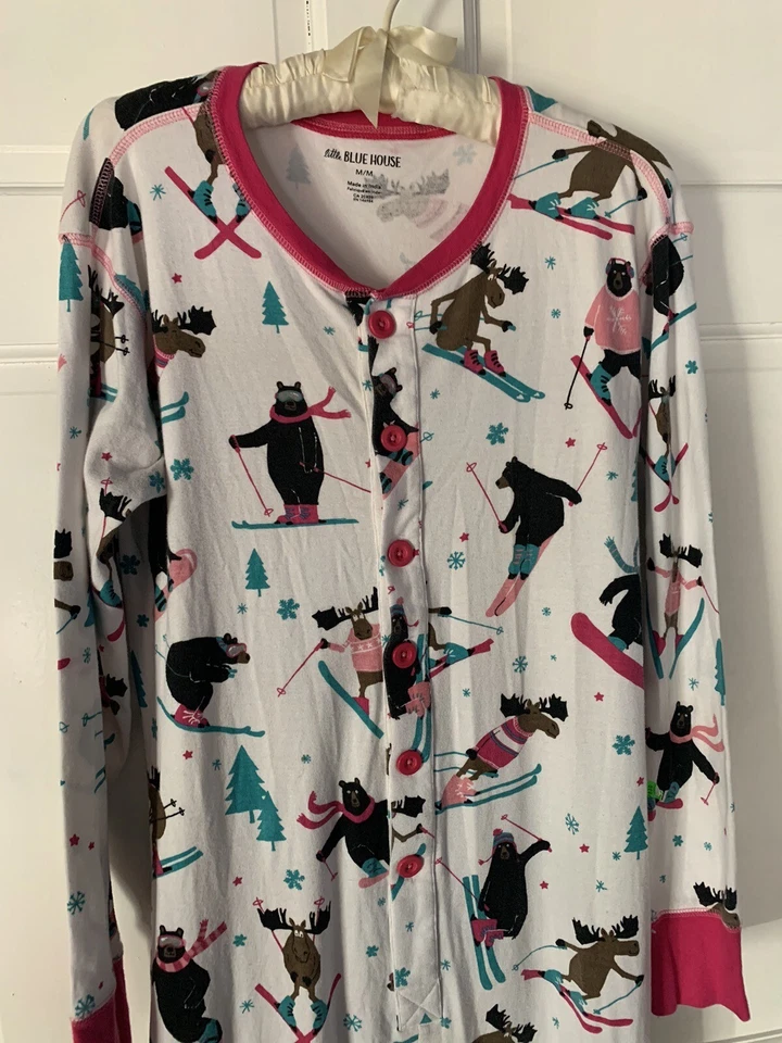 Traje Little Blue House by Hatley Union PJs ESQUÍ VAGABUNDO Oso Alce Mujeres M Foto 2 de 4