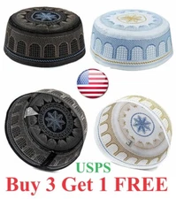 Men Skull Cap Muslim Islamic Prayer Hat Kufi Head Wear Ramadan Praying Scarf New