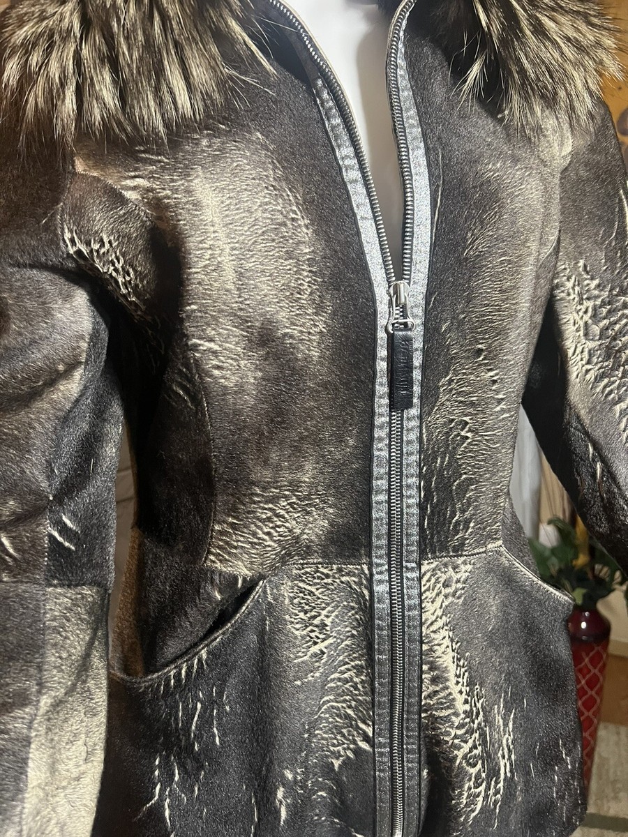 HARMANLI レザージャケットファーコートグレー