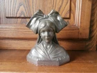 STATUE SCULPTURE SMALL ALSATIAN BUST IN PLASTER SIGNED