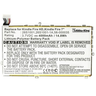 Akku-King Tablet Akku 58-000035 26S1001 für Amazon Kindle Fire 7'' X43Z60 Battery