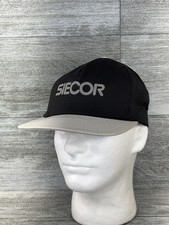 VTG Siecor Snapback Trucker Hat Cap USA Made Black Gray OSFA