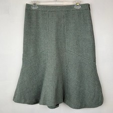 Ann Taylor Loft Skirt Women 6 Green Tweed Wool Blend Knee Lined Fit Flare Office