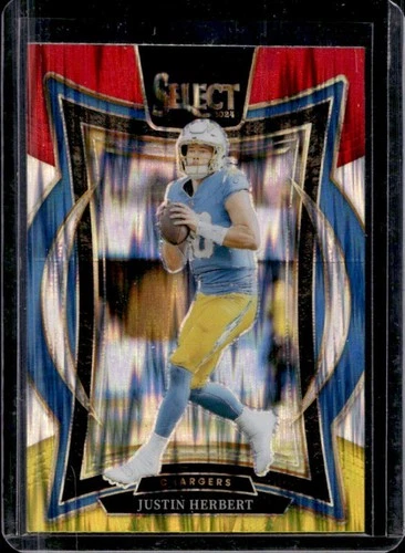2024 Panini Select Justin Herbert Concourse Red and Yellow Prizm Shock #41