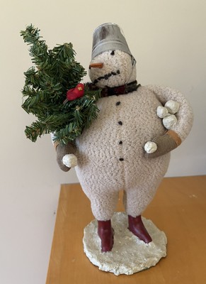 Cody Foster Vintage Folk Art Primitive Snowman With Tree 13 