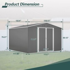 10x10 FT Outdoor Storage Shed, Heavy Duty Metal Garden Tool Shed with Lockable