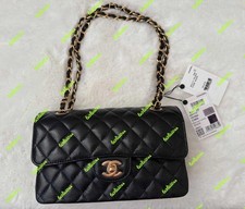 CHANEL 19k QUILTED CAVIAR BLACK CLASSIC SMALL FLAP BAG 100 AUTHENTIC 