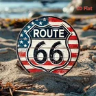 Vintage Route 66 Round Wreath Garage Tin Metal Signs Home Décor 8x8