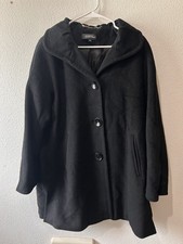 Ellen Tracy Size 8 Black Wool-Blend Button Fr...