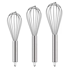 Stainless Steel Whisk Set 6 Wire Whisks 8/10/12 Inch Kitchen Balloon Whisks with