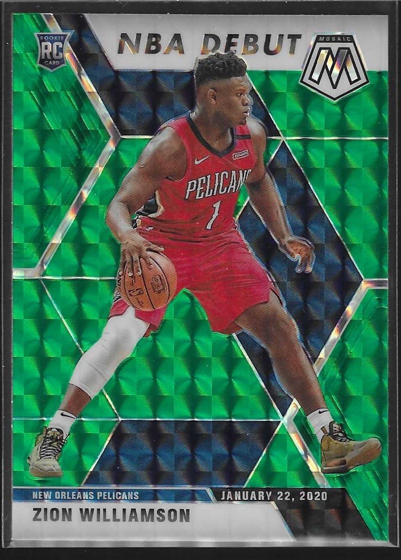 2019-20 Panini Mosaic Zion Williamson GREEN Prizm RC #269 NBA Debut Pelicans!