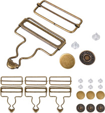 4 Sets Metal Overall Buckles with 8 Extra Buttons, Overall Clasp Clips with Tri