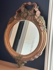 Vintage Cottage Home Interiors 7 Inch Round Accent Mirror Pink Ribbon & Leaves