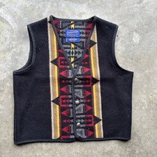Vintage Pendleton High Grade Western Wear Indian Print Wool Vest, Child s XL