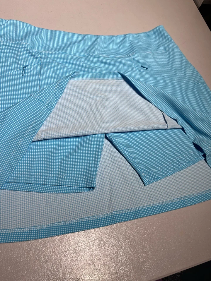 Ibkul Skort Women's XL Blue Mini Check Icikuls Skirt Tennis Golf Nylon Spandex - Image 3 of 4