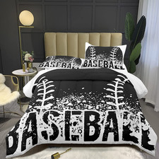 Queen Size Sports Bedding Set for Boys - Baseball Comforter  Pillowcases
