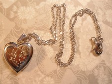 1 Silverplated Signed Disney Tinkerbell Heart Locket 18" Necklace