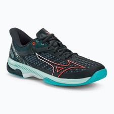  NIB MIZUNO MEN'S WAVE EXCEED TOUR 5 AC TENNIS SHOES COLLGE BLUE/TURQ SZ 10