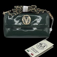 Valentino Orlandi Green Patent Shoulder Bag Logo & Rhinestone Gold Hardware NWT