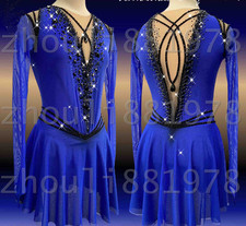 New Ice Figure Skating Dress Figure Skating Dress For Competition blue dyeing