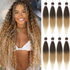 ATRAENTE Braiding Hair Pre Stretched 20 Inch 8 Packs T1B/27/613 Ombre Yaki