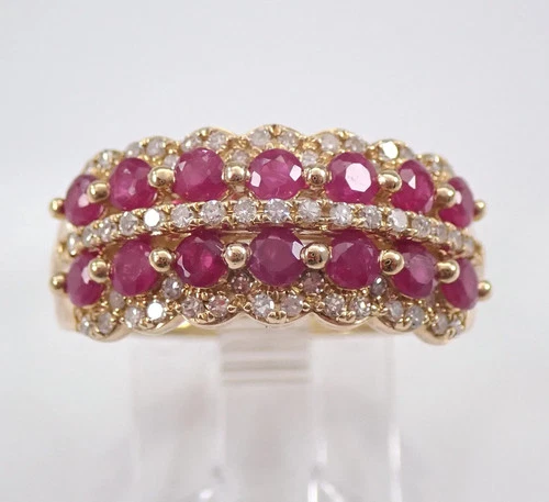 3Ctw Round Cut Lab Created Red Ruby Anniversary Band Ring 14K Yellow Gold Plated