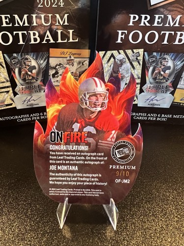 2024 Press Pass Premium Football Joe MONTANA AUTO /10 ON FIRE Die-Cut 49ers HOF - Picture 5 of 21