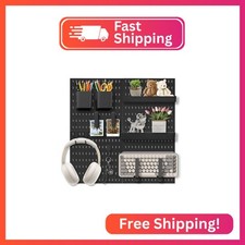 Skwelom Pegboard Wall Organizer Set – 4 Peg Boards with Hooks & Shelves – Office