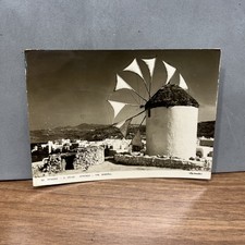 CARTOLINA BIANCO NERO VINTAGE COLLEZIONE MIKONOS - THE WINDMILL