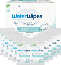 Sensitive on the Go Wipes, 3-In-1 Cleans, Cares, Protects, 99.9 Water, Unscent
