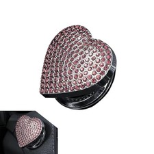 Car Push Start Button Cover, Heart-Shaped Rhinestones Decorative 1 PC Pink