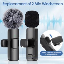 Cover Microphone Furry Windscreen Muff Mic Lavalier black wind lapel foam set pr