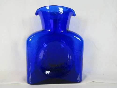 Blenko Cobalt Blue Water Bottle Double Spout Hand Blown Glass Vase