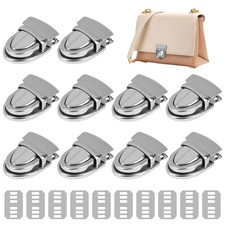 Silver Tuck Lock Clasp Catch Kit Purse Thumb Lock DIY Leather Craft 10 Sets