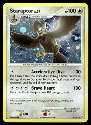 Staraptor 16/130 DP Diamond and Pearl Holo Rare Pokemon Card - LP