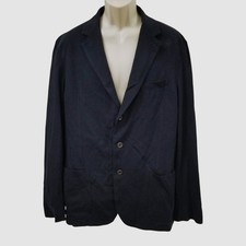 Loro Piana Men Blue Sweater Pique Silk Linen Sport Coat Suit Jacket Blazer Sz 56