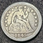1845-O Liberty Seated Silver Dime. "Fairly Scarce" At Only 230,000 Minted..