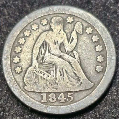 1845-O Liberty Seated Silver Dime. "Fairly Scarce" At Only 230,000 Minted..