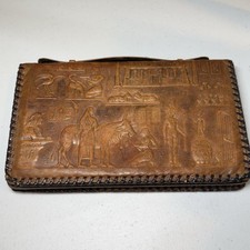 Vintage Embossed Handmade Leather Purse Egyptian Theme