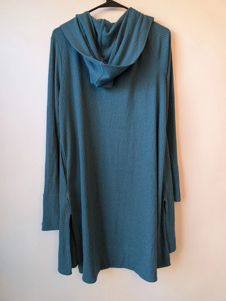 Suéter Athleta Mujer Pequeño Verde Azul Con Capucha Bolsillos Frontales Abiertos Informal Elastizado Foto 2 de 4