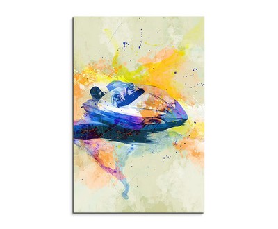 60x90cm Speedboat I Aquarell Art Leinwandbild