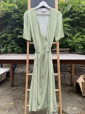 Rouje Ladies Gabin Dress Green Wrap Floral Dress Size 36
