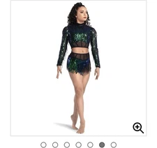 Black and Turquoise Sequin Dance Costume Tenth House Size Small Child