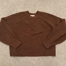 Athleta Women's Sweater Layover Crew Merino Wool Blend Knit Brown Cozy Size M
