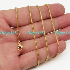Men Womens Real 18K Yellow Gold Filled 38" 1.2mm Thin Round Snake Chain Necklace