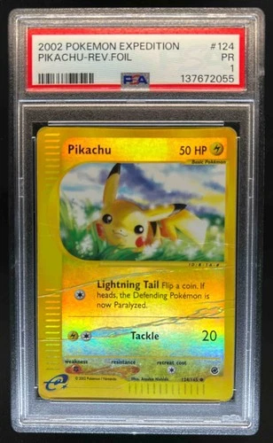 2002 Pokemon Expedition Set Pikachu Reverse Holo #124 PSA 1